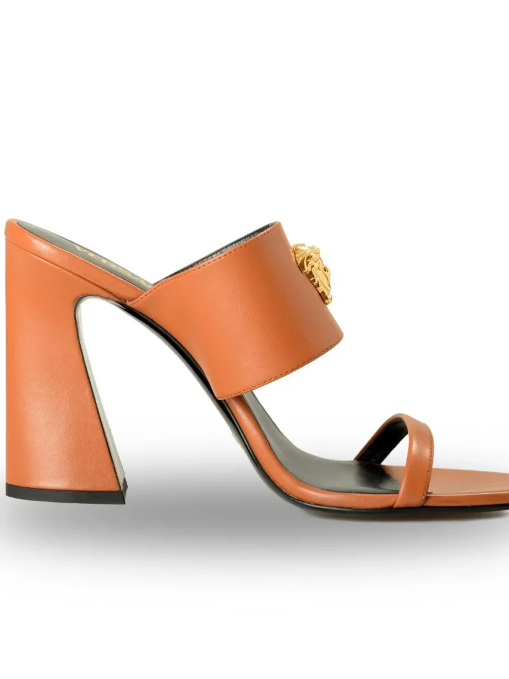 Versace Women's Summer Nude Leather Gold Medusa Mules Sandals Shoes US 11 IT 41